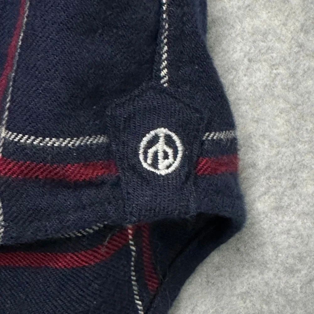 Rag & Bone Mens Fit 2 Navy Blue Red Windowpane Plaid Cotton Flannel Shirt Medium